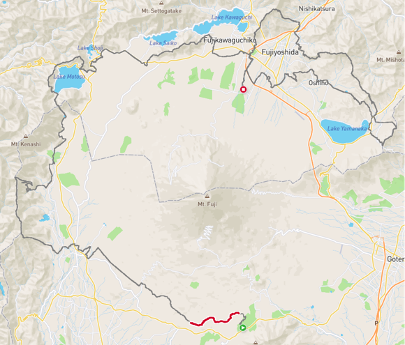 スタートから前半の長い下りの地図画像。